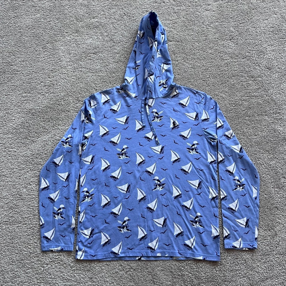Polo Ralph Lauren Sailboat Polo Bear Hoodie Mens Medium Blue Lightweight